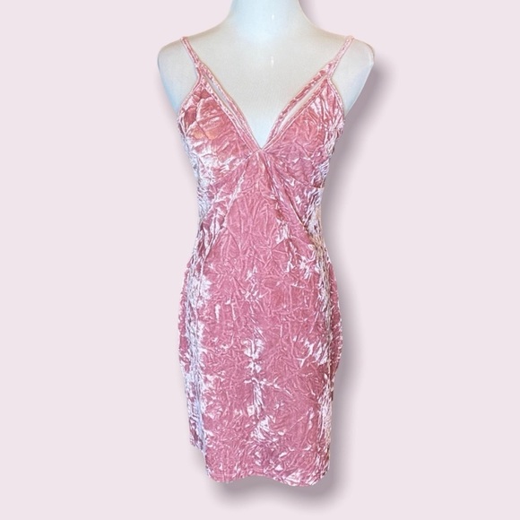 Dresses & Skirts - Pink Crushed Velvet Mini Dress